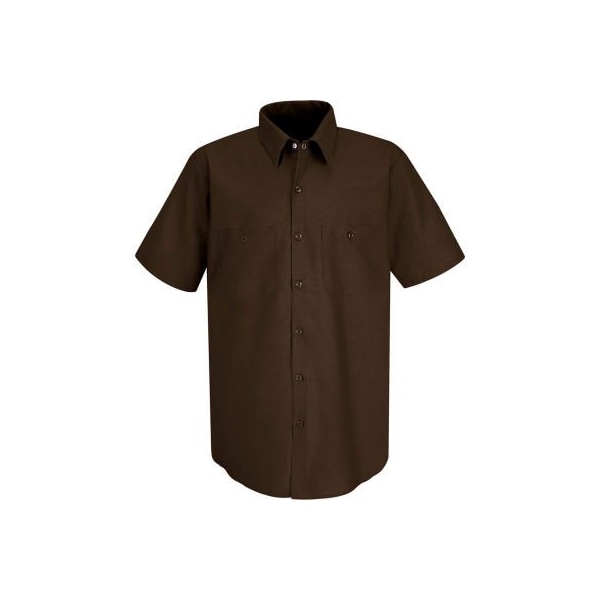 Red Kap Men's Industrial Work Shirt Short Sleeve Chocolate Brown M SP24